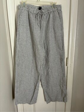 J. Crew Pinstripe Drawstring Linen Pants